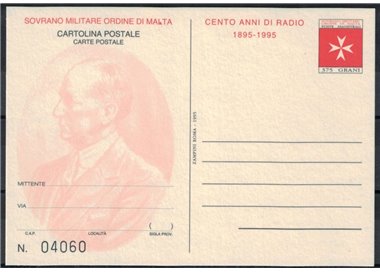SMOM 1995 Centenario della Radio, Cartolina Postale nuova