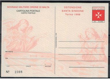SMOM 1998 Sacra Sindone, Cartolina Postale nuova