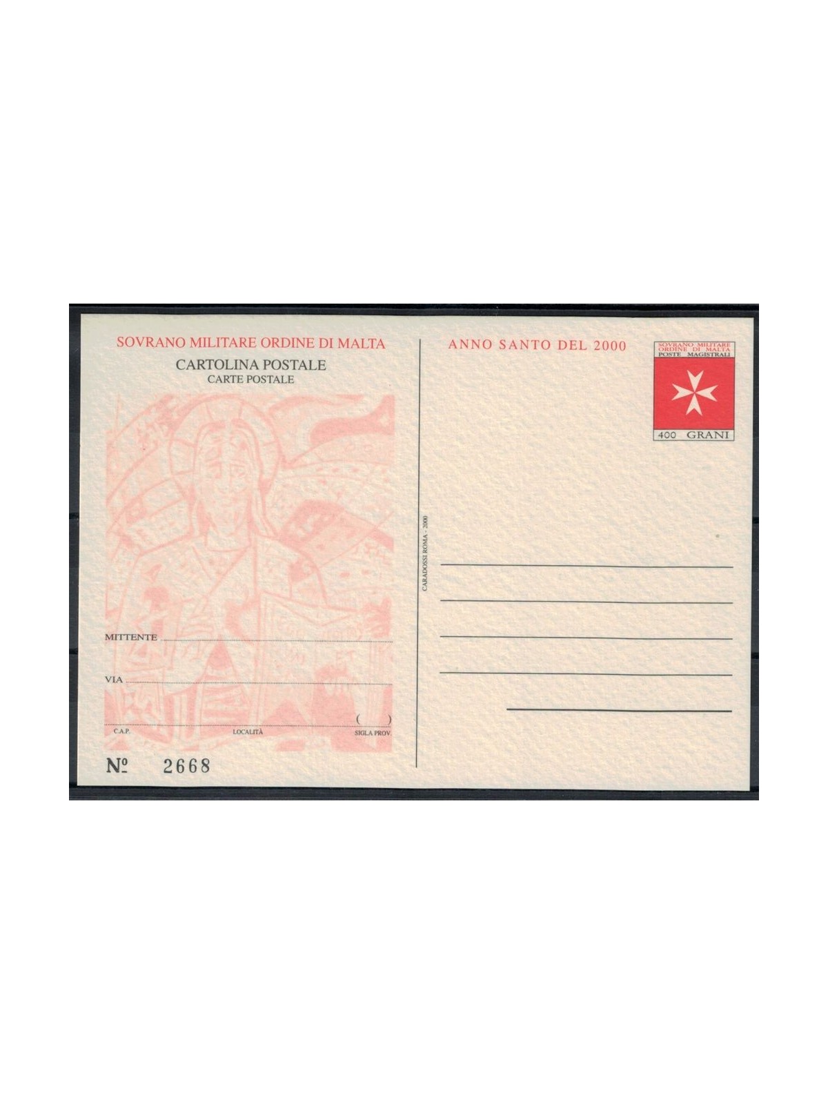 SMOM 2000 Anno Santo, Cartolina Postale nuova