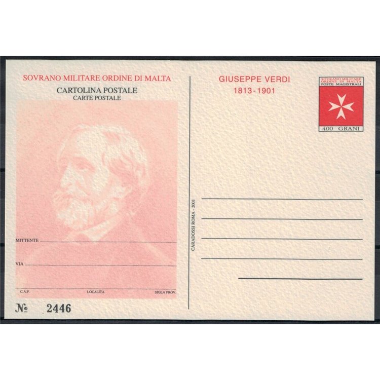 SMOM 2001 Giuseppe Verdi, New Postcard