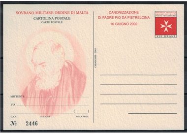 SMOM 2002 Padre Pio, New Postcard