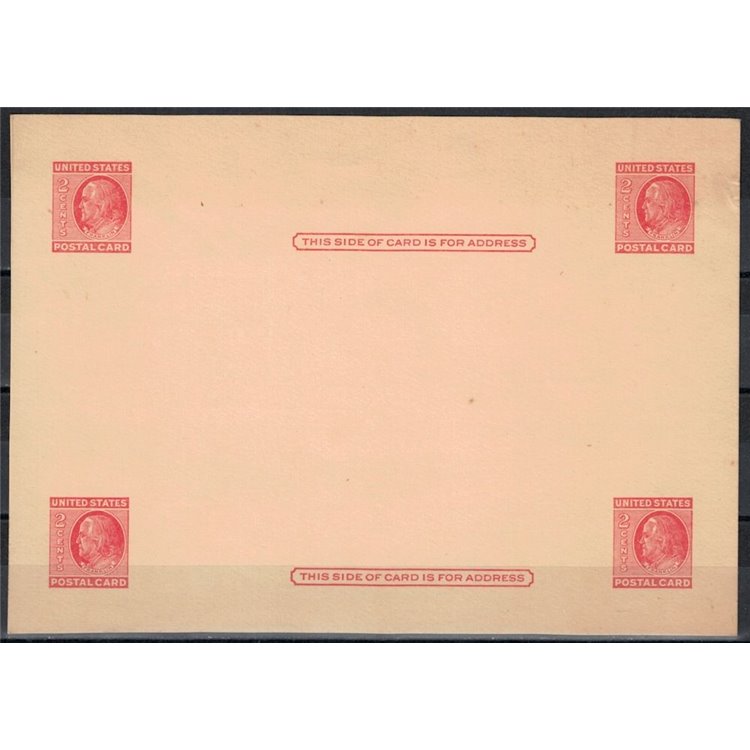 USA 1950 Franklin, Varietà Cartolina postale 2c nuova