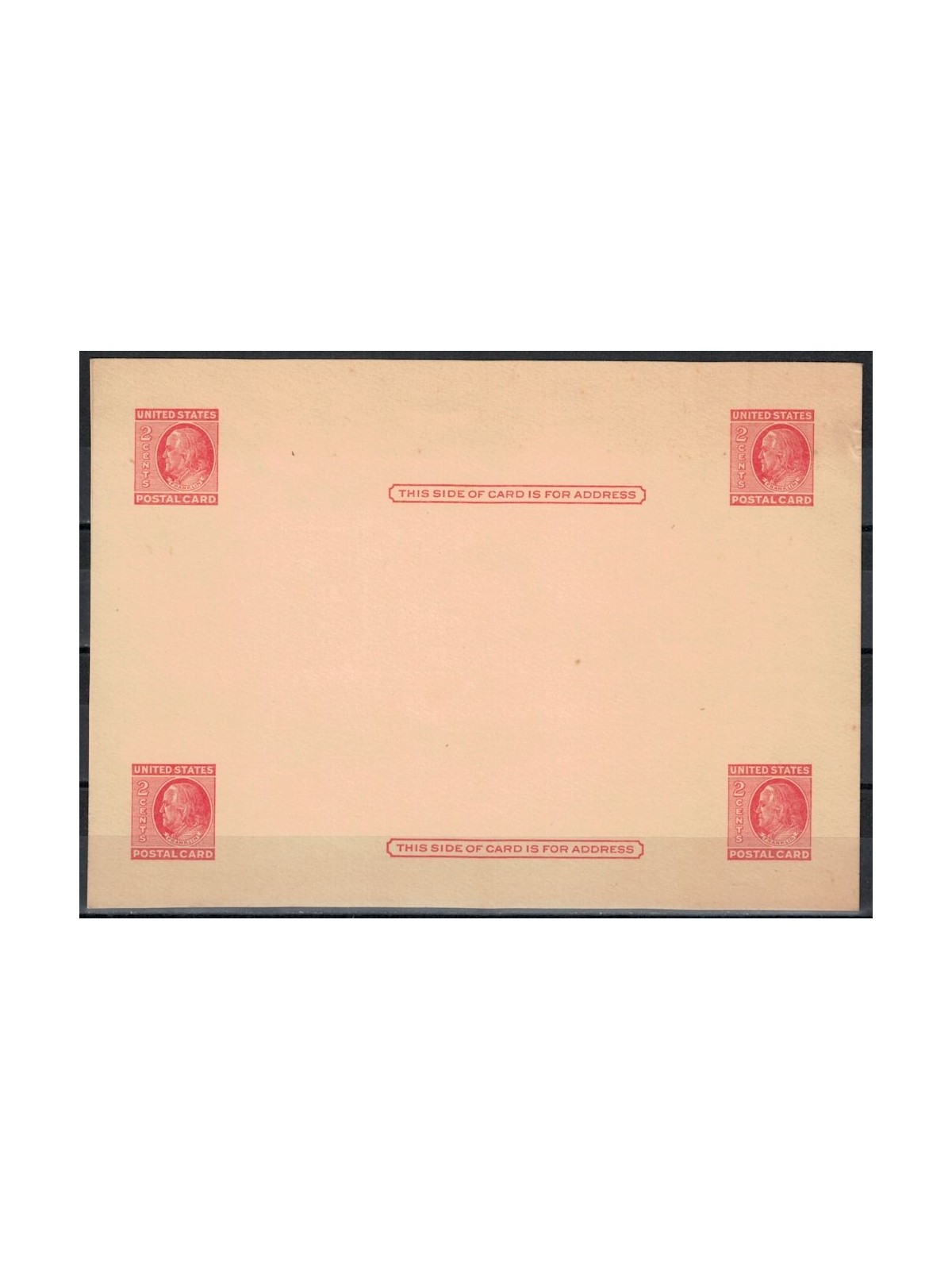 USA 1950 Franklin, Varietà Cartolina postale 2c nuova