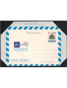 SAN MARINO 1977 Centenary of the Stamp, new aerogram