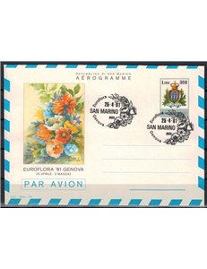 SAN MARINO 1981 Euroflora, aerogramma FDC