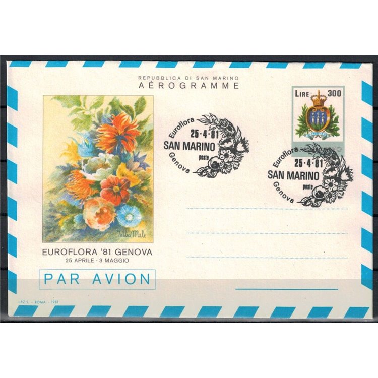 SAN MARINO 1981 Euroflora, aerogramma FDC