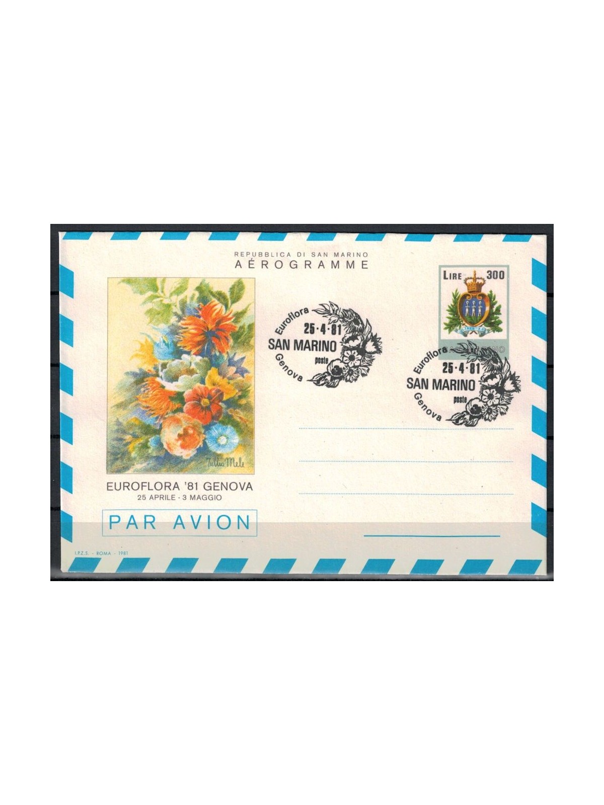 SAN MARINO 1981 Euroflora, FDC aerogram