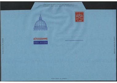 VATICANO 1954 Cupolone £ 100 rosso vermiglio, aerogramma nuovo non piegato
