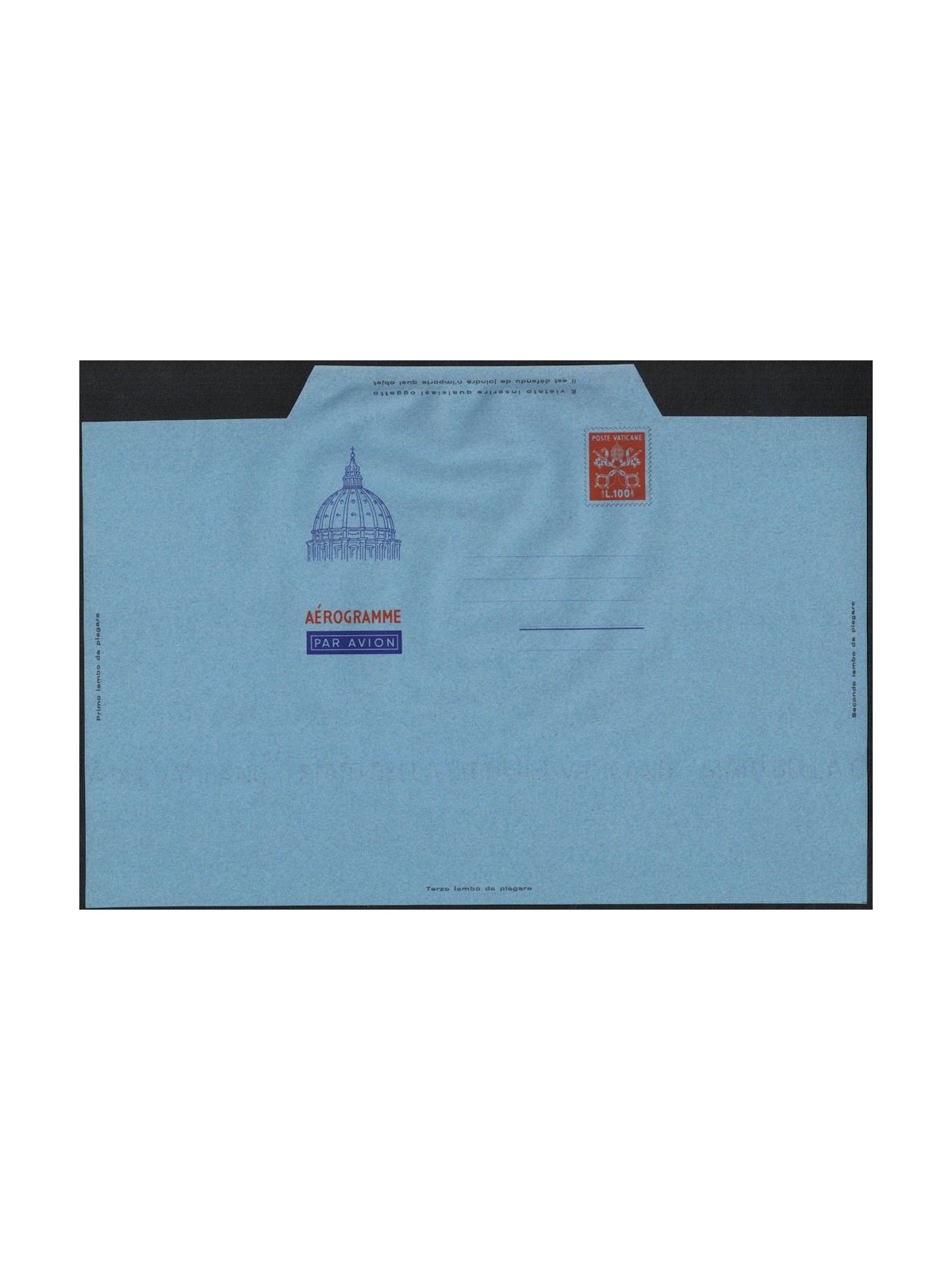VATICAN 1954 Dome £100 vermilion red, new unfolded aerogram