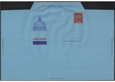 VATICANO 1966 Paolo VI £ 130 rosso vermiglio, aerogramma nuovo non piegato