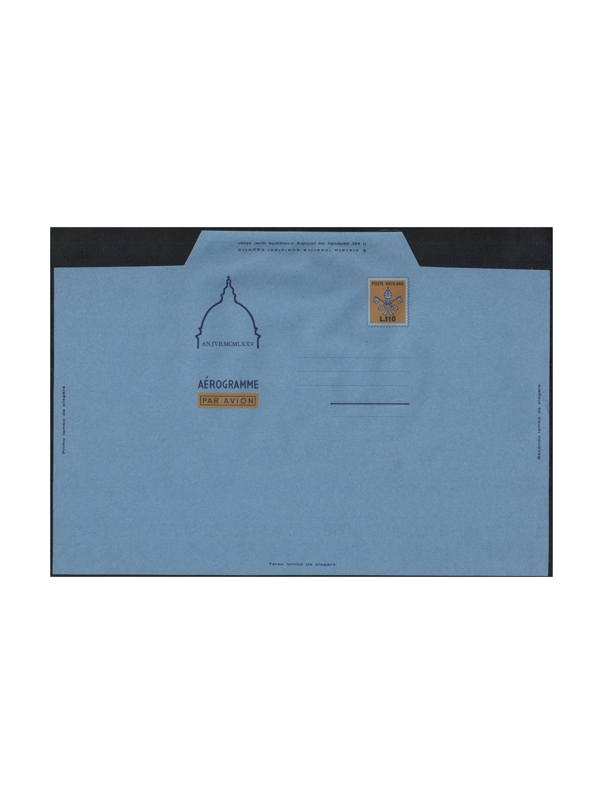 VATICAN 1975 Holy Year £110 yellow, new unfolded aerogram