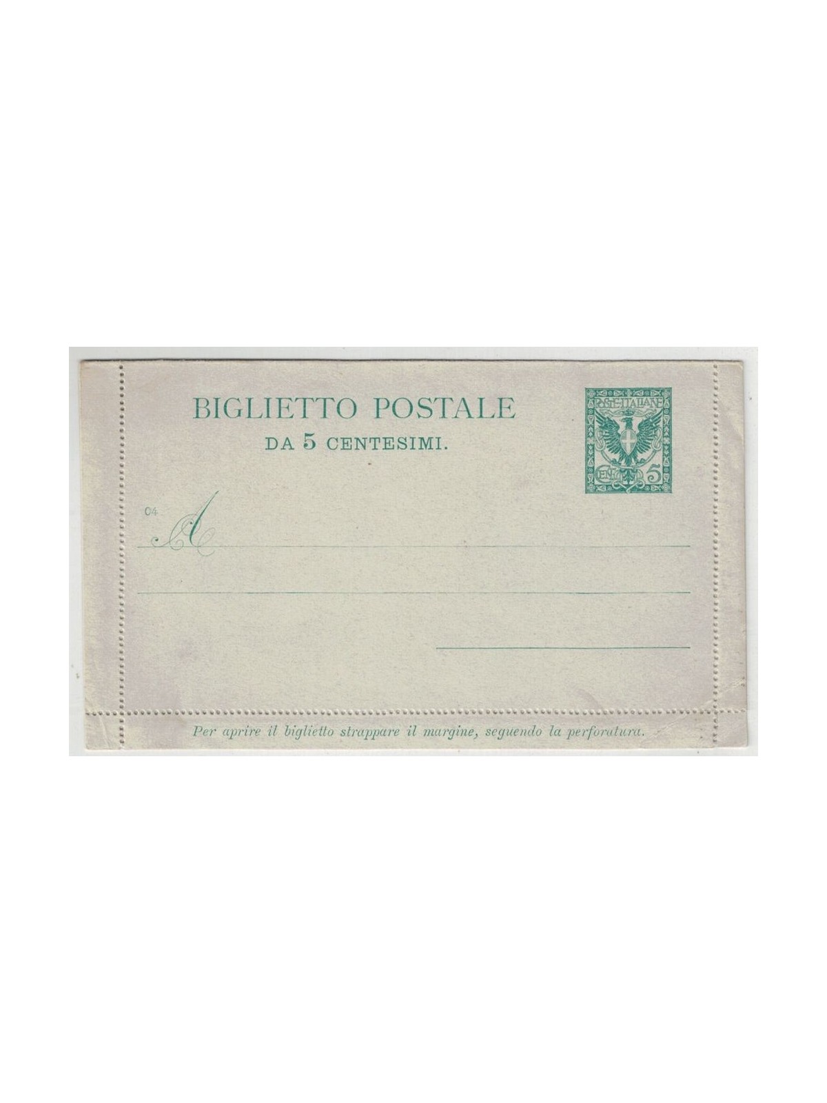 ITALY KINGDOM 1903 Floral, Postal Card 5 Cent. mill 04 new
