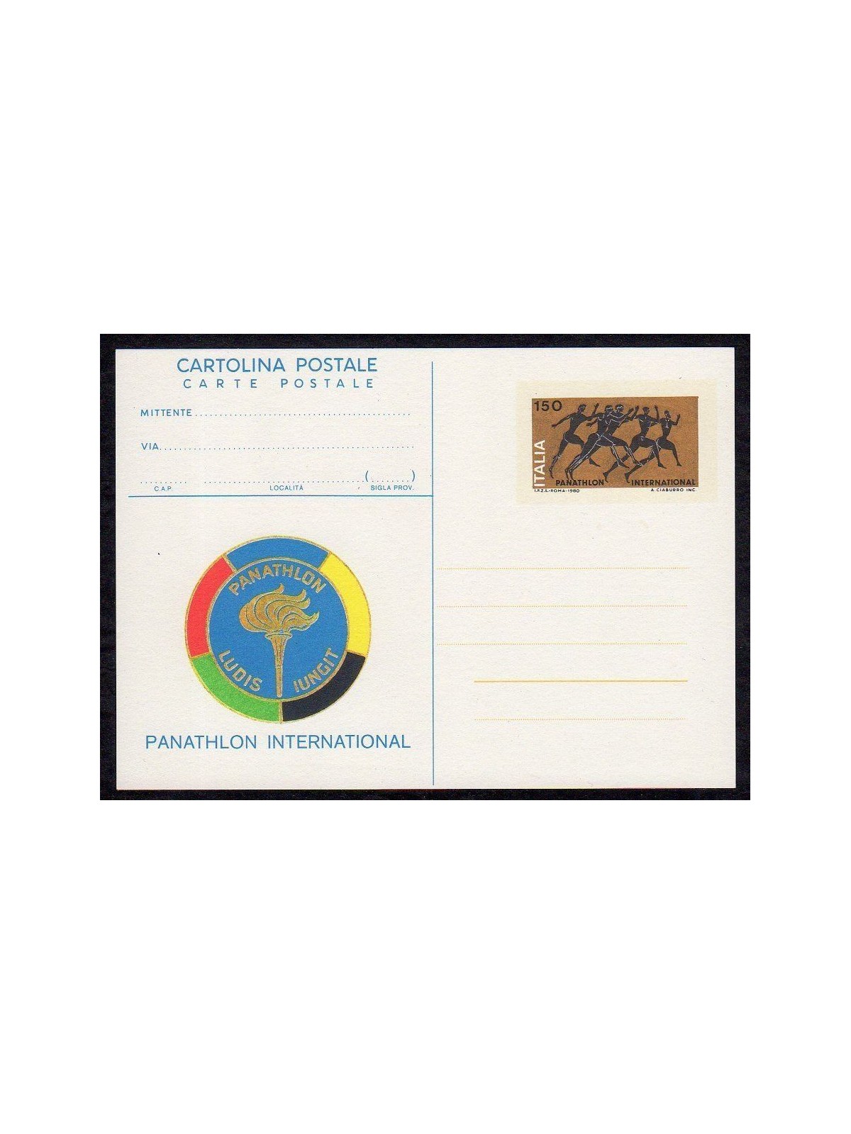 ITALY 1980 Panathlon International, Postcard £150 new