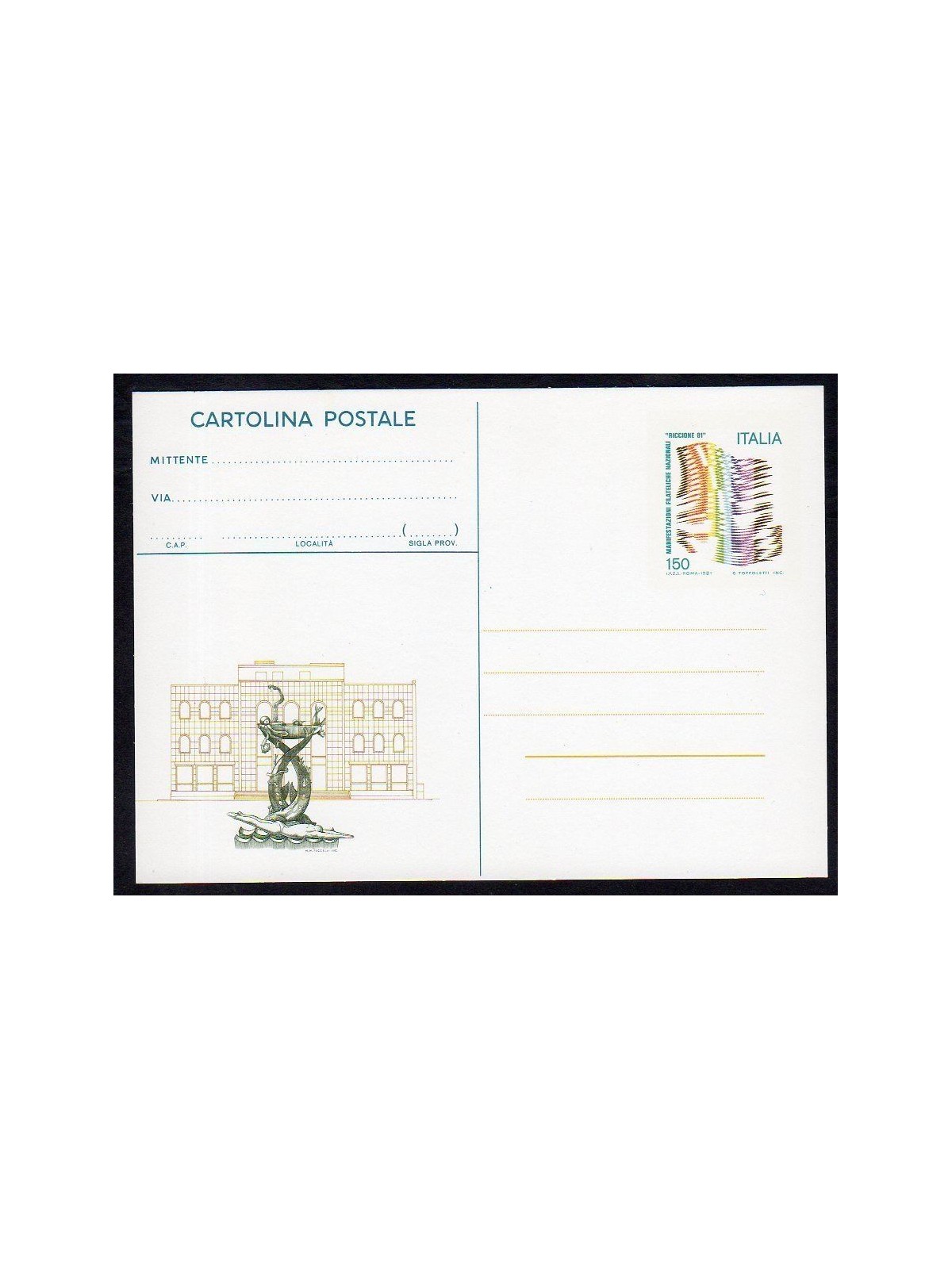 ITALIA 1981 Riccione 81, Cartolina Postale £150 nuova