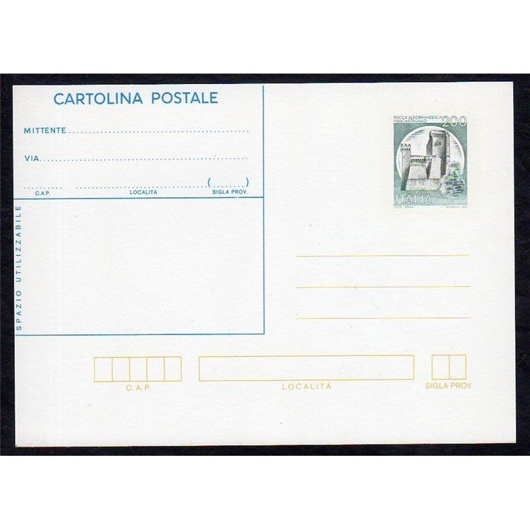 ITALIA 1981 Castelli d'Italia, Cartolina Postale £200 nuova