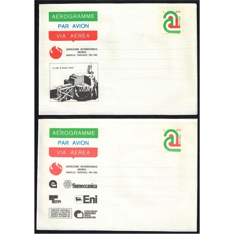 ITALIA 1982 Xnoxville, Aerogrammi 2v nuovi