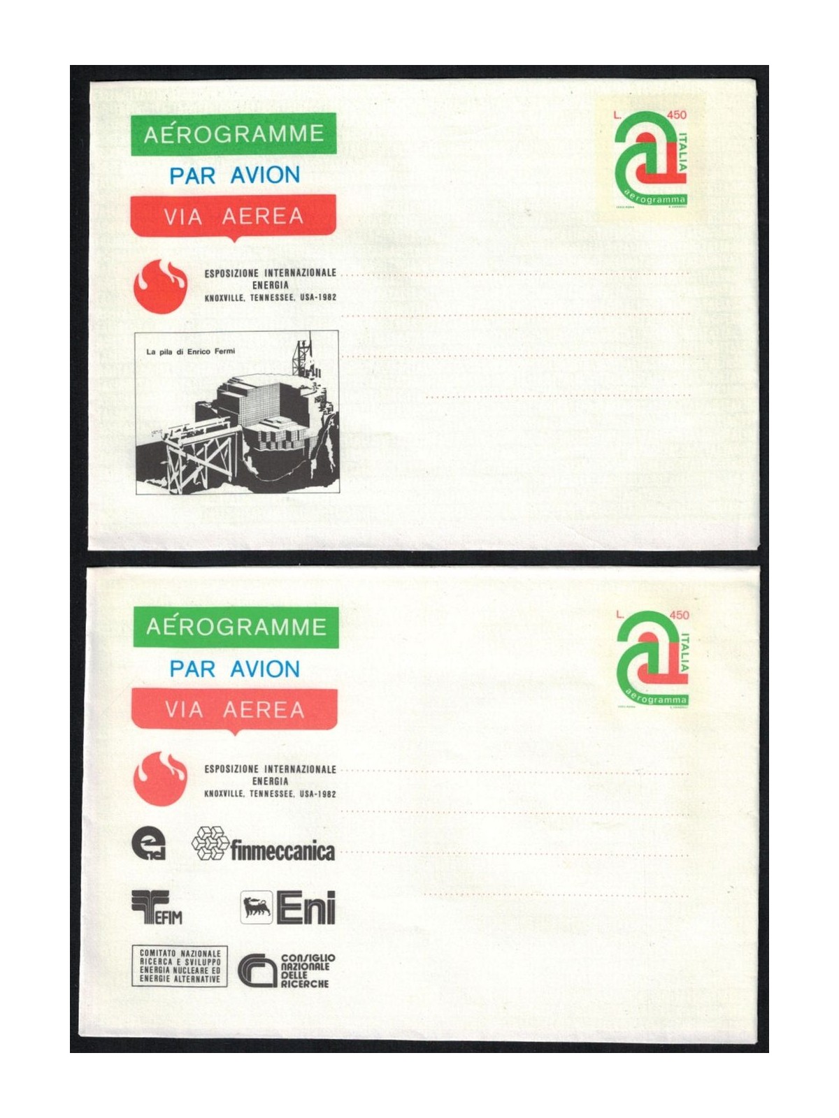 ITALY 1982 Xnoxville, New 2v Aerograms