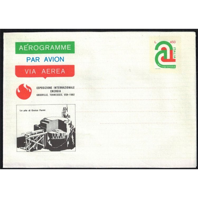 ITALY 1982 Xnoxville, The Fermi Pile, New Aerogram