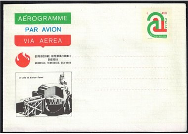 ITALIA 1982 Xnoxville, La Pila di Fermi, Aerogramma nuovo