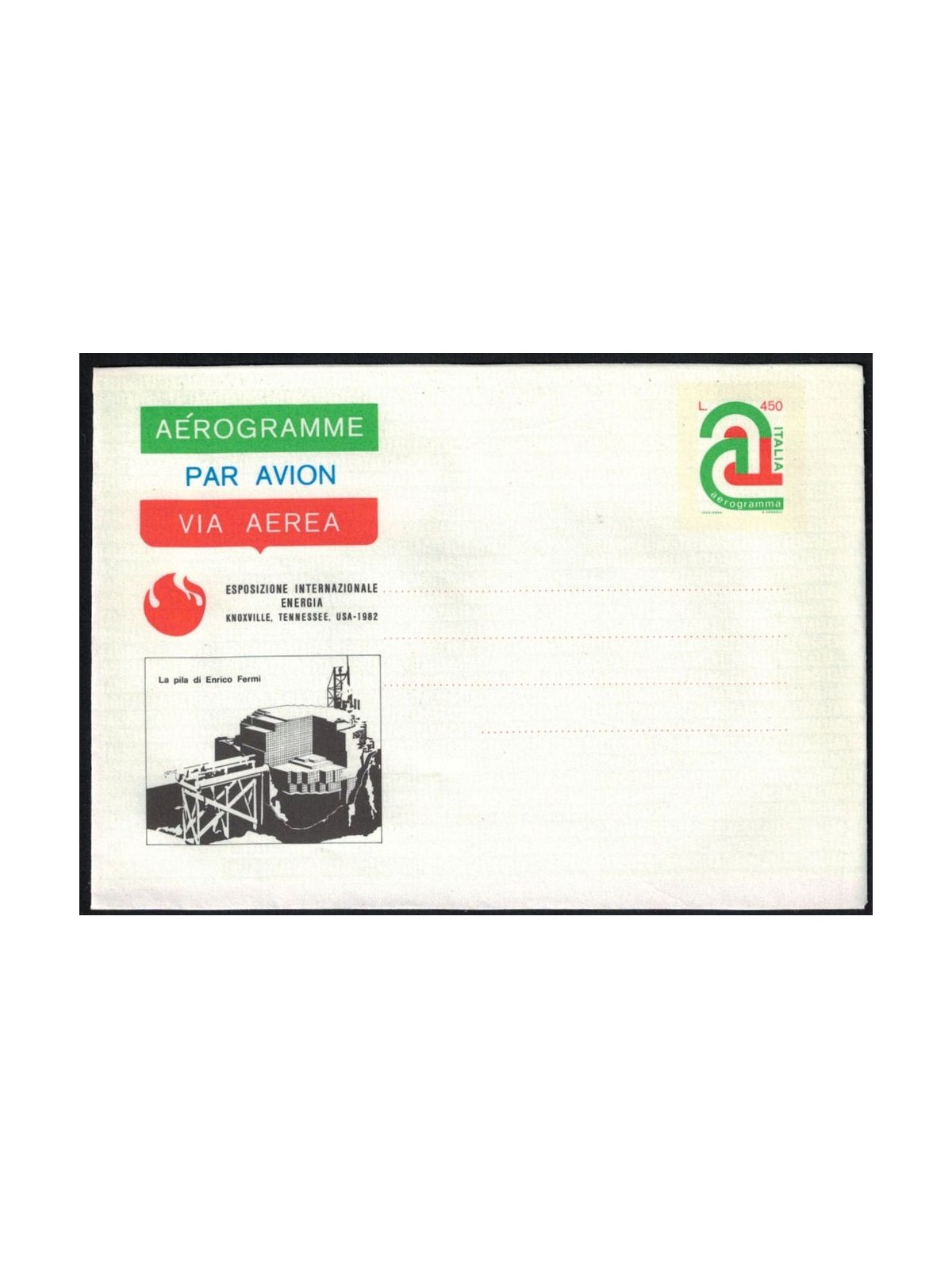 ITALY 1982 Xnoxville, The Fermi Pile, New Aerogram