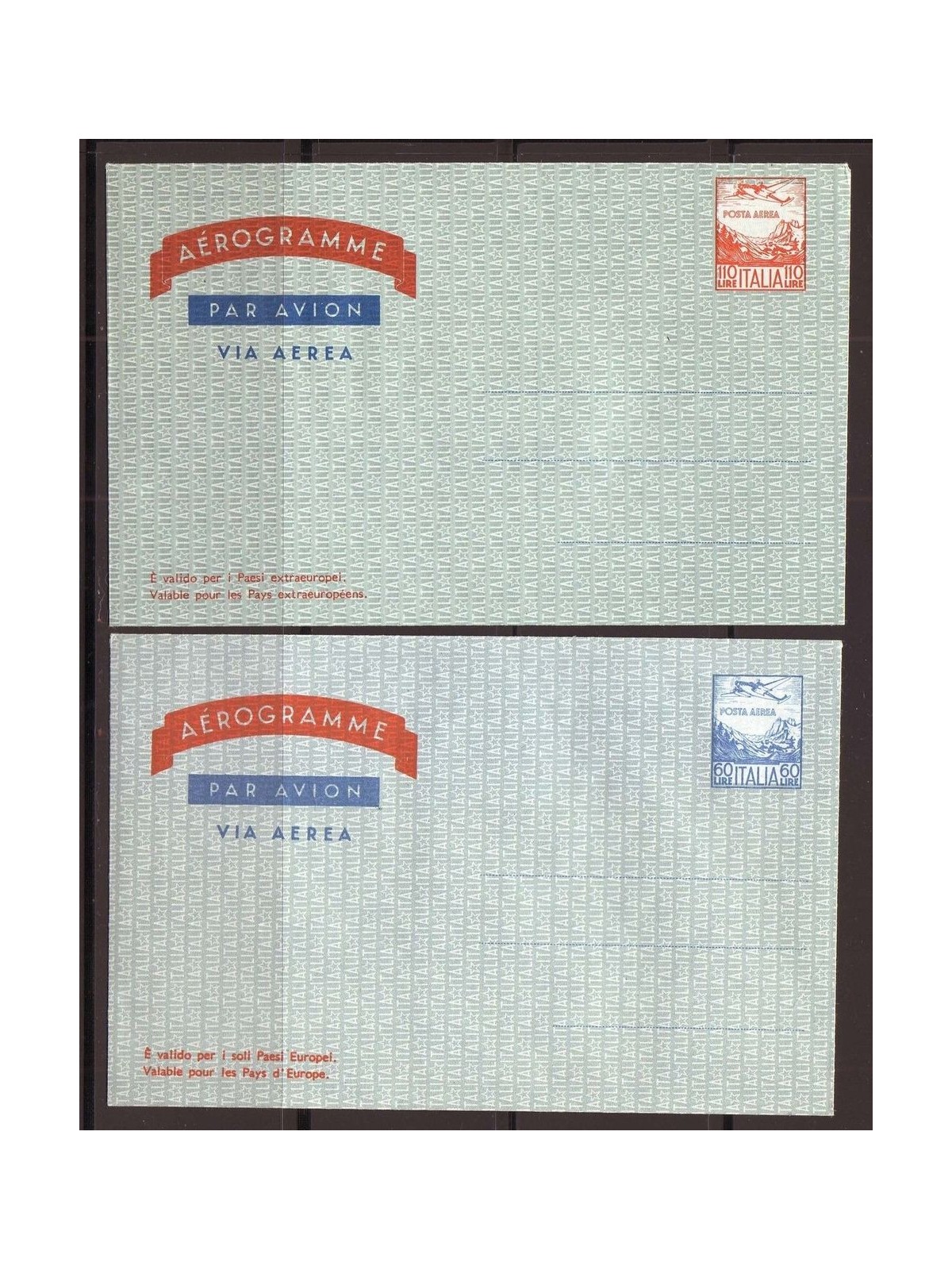 ITALY 1960 Aerogrammes £60 + £110 new