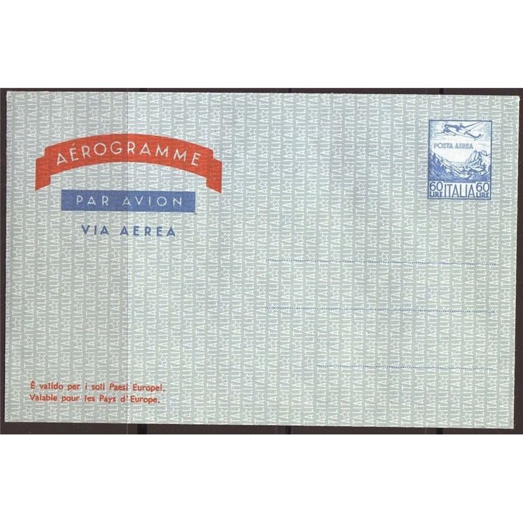 ITALIA 1960 Aerogramma £60 blu e rosso nuovo
