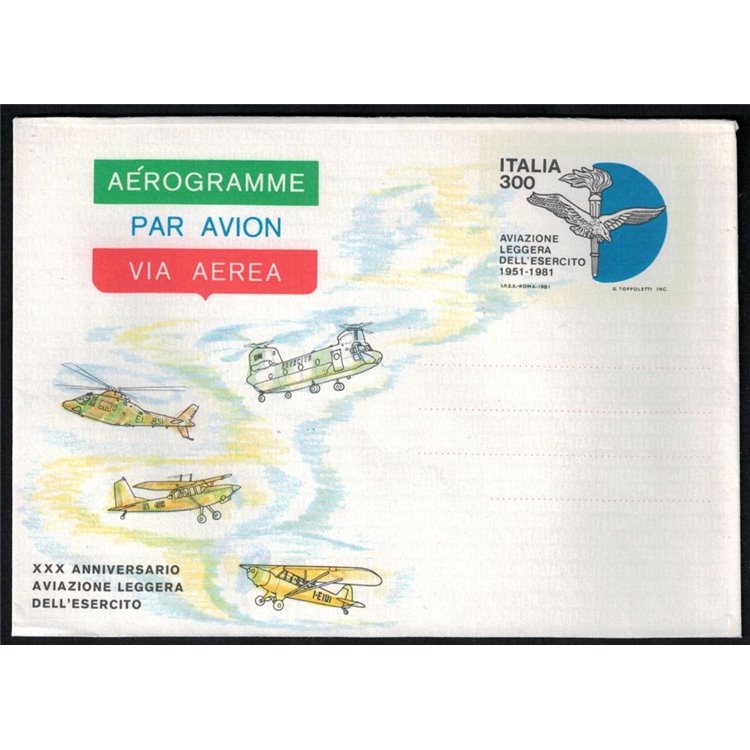 ITALIA 1981 Aviazione leggera, Aerogramma £300 nuovo