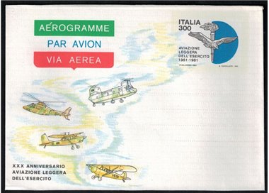 ITALY 1981 Light Aviation, Aerogram £300 new