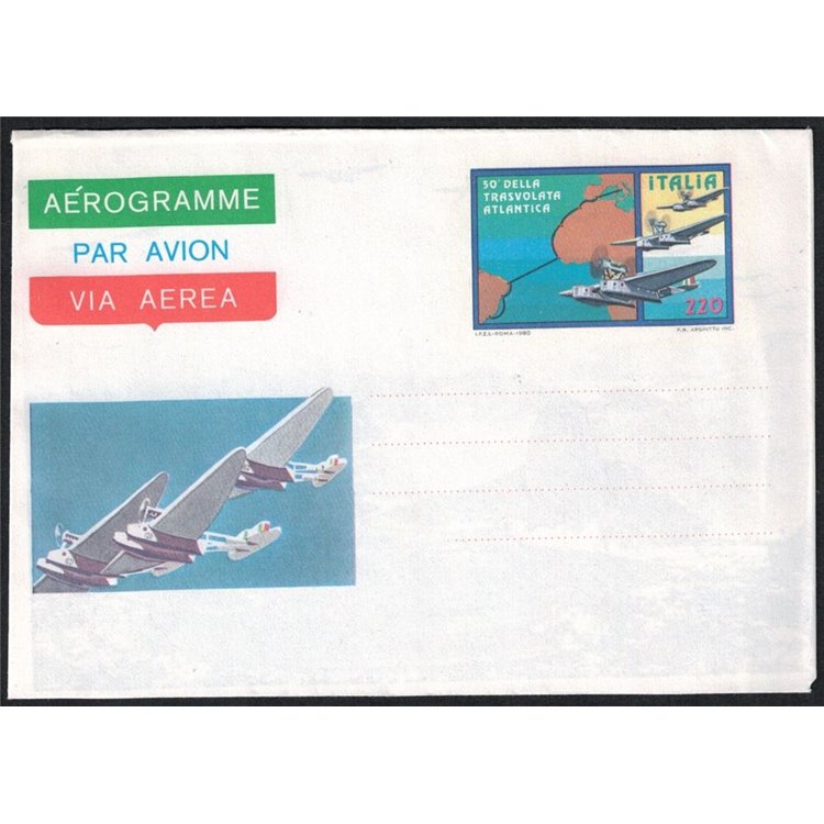 ITALY 1980 Transatlantic Flight, Aerogram £220 new