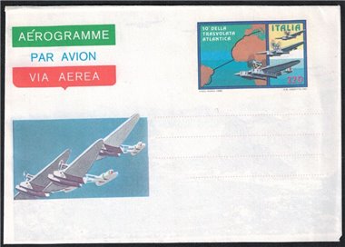 ITALIA 1980 Trasvolata Atlantica, Aerogramma £220 nuovo