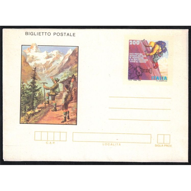 ITALIA 1982 Film di montagna, Biglietto Postale £200 nuovo