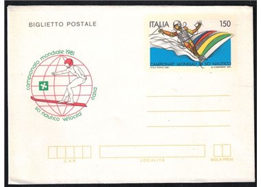ITALIA 1981 Sci nautico, Biglietto Postale £150 nuovo