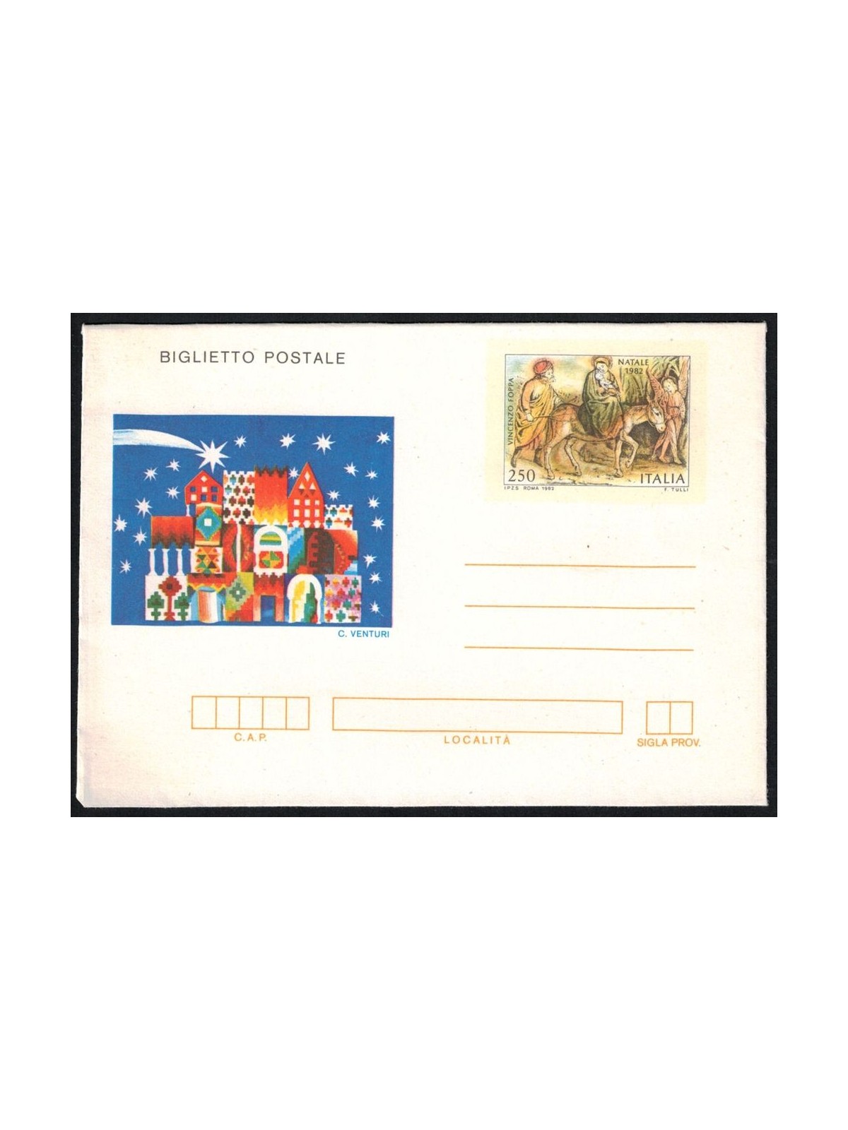 ITALY 1982 Christmas, Postal Card £250 new