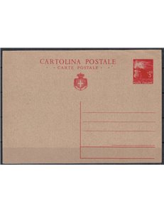 LUOGOTENENZA 1945 Democratica, Cartolina Postale nuova £ 3 rosso