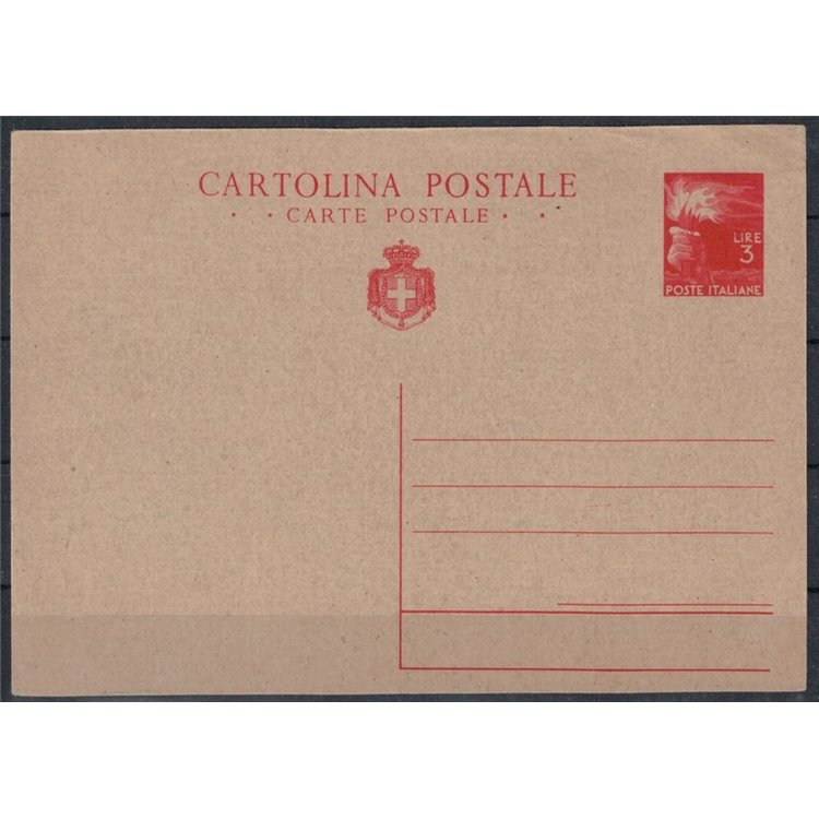 LUOGOTENENZA 1945 Democratica, Cartolina Postale nuova £ 3 rosso