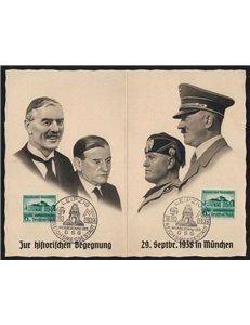 GERMANIA 1938 FDC Visita di Mussolini in Germania, Cartolina Postale con risposta