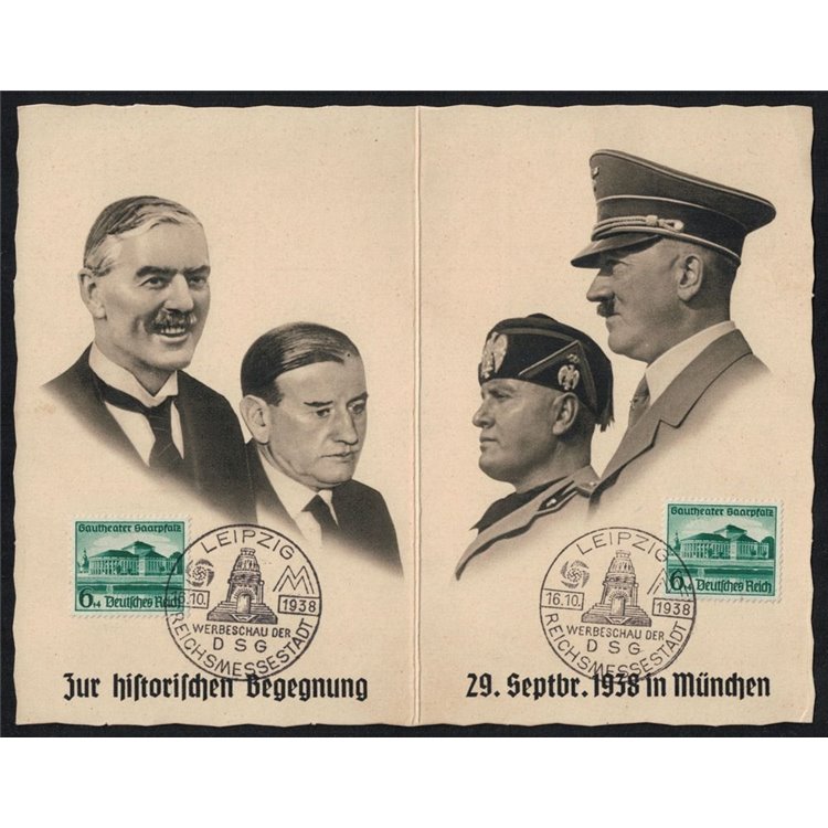 GERMANIA 1938 FDC Visita di Mussolini in Germania, Cartolina Postale con risposta