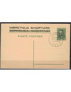 ALBANIA 1939 Constituent Assembly, Used Postcard q. 5 green on straw
