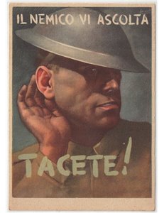 ITALIA REGNO 1942 Franchigia militare, tacete il nemico vi ascolta, Cartolina Postale nuova