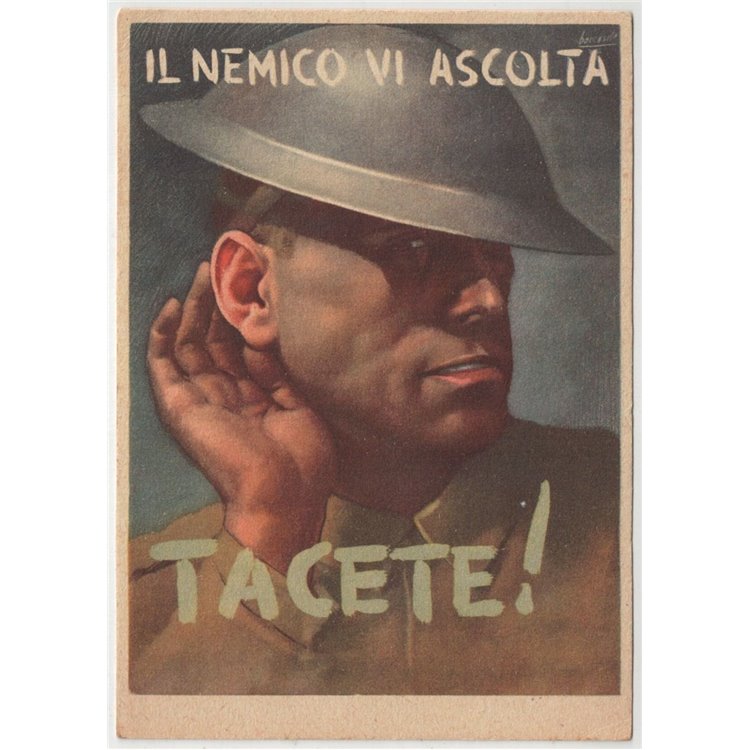 ITALY KINGDOM 1942 Military exemption, be silent the enemy is listening to you, New Postcard