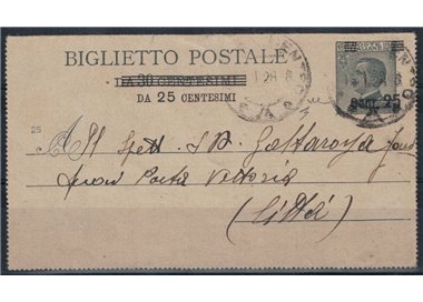ITALIA REGNO 1927 Provvisori, Michetti, Biglietto Postale 25 su 30 Cent. us