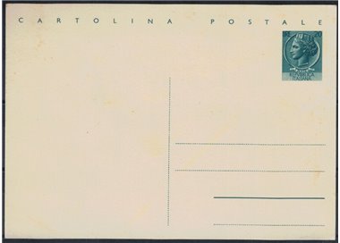 ITALIA 1954 Siracusana £ 20 verde, Cartolina Postale nuova