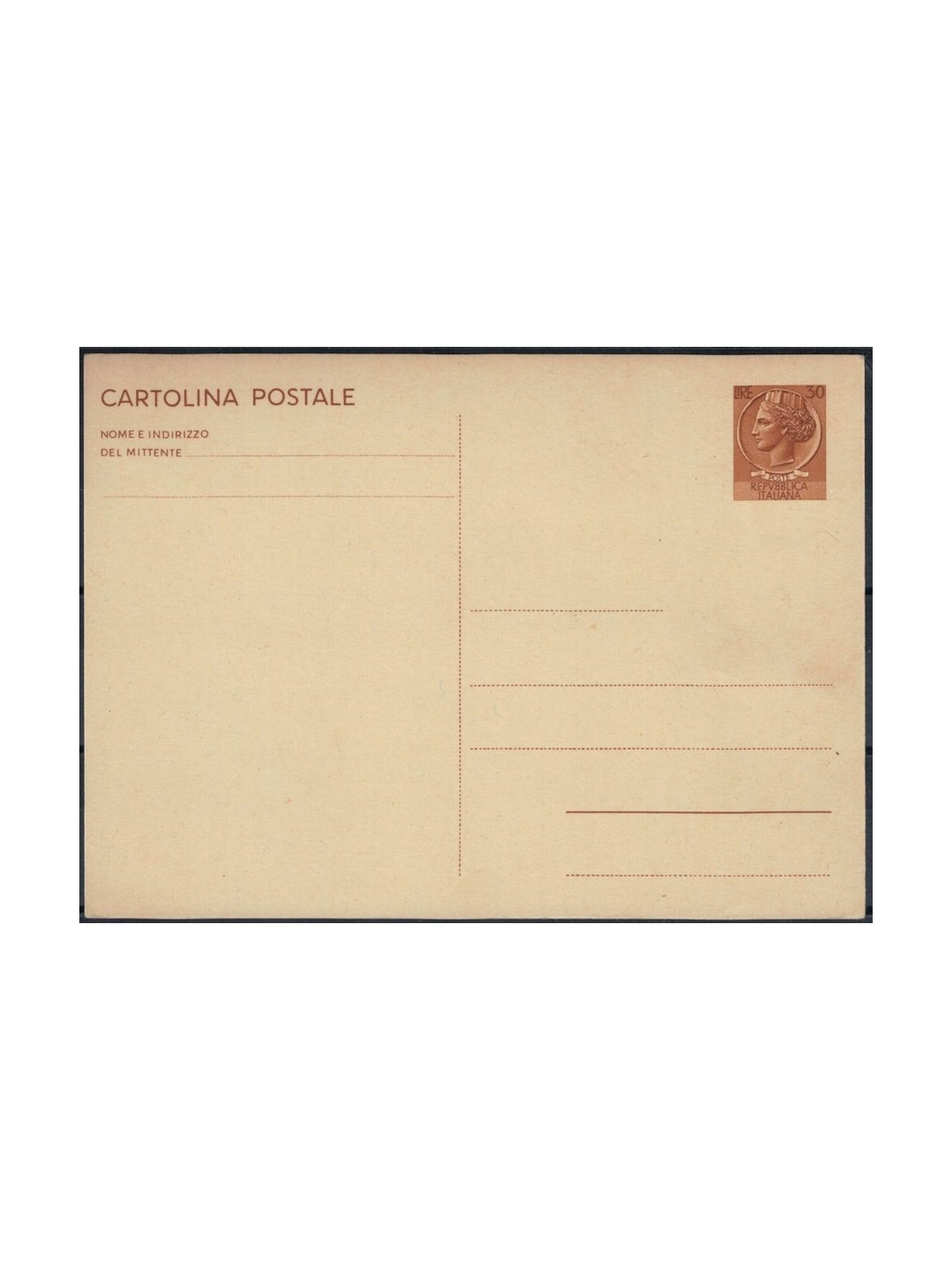 ITALY 1966 Siracusana £30 brown yellow, new Postcard