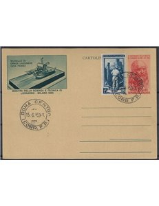 ITALIA 1953 Leonardo da Vinci, draga lagunare £ 20 rosso, Cartolina Postale FDC