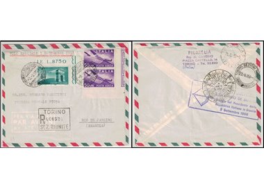 ITALY 1958 Aerogram Flight Presid. Gronchi in Brazil af