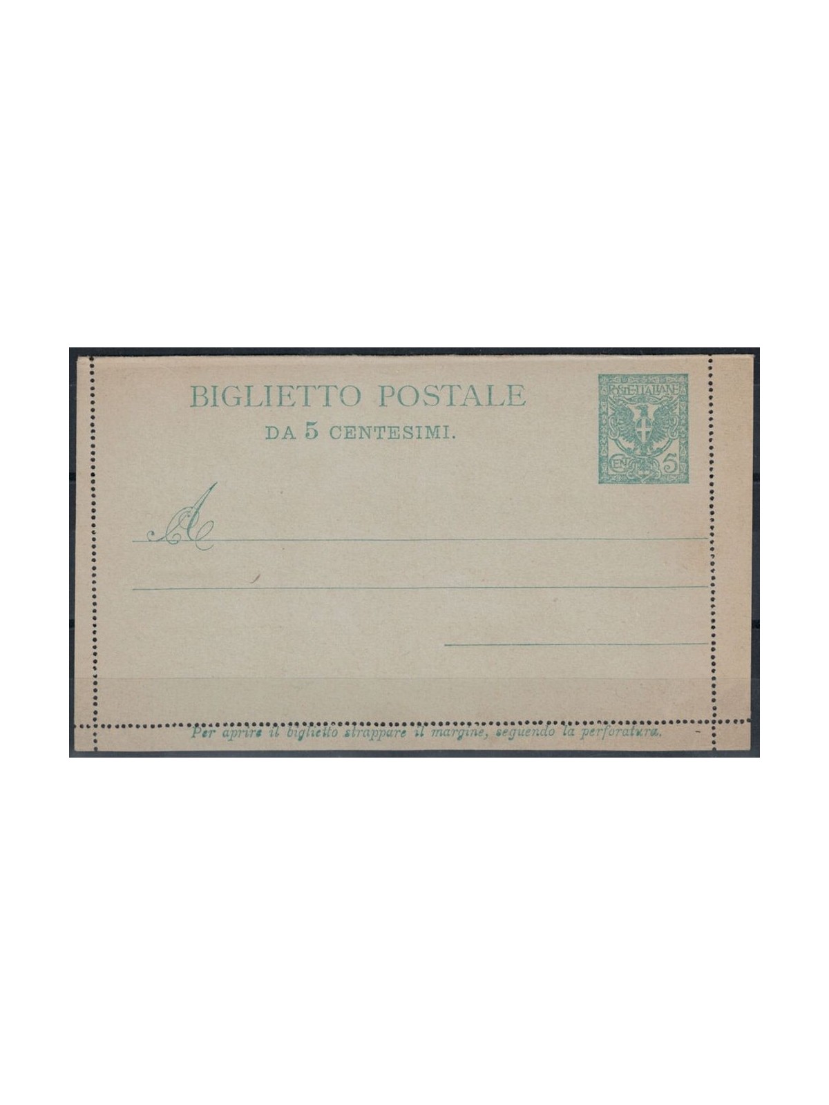 ITALY KINGDOM 1903 Floral, 5 Cents Postal Card new