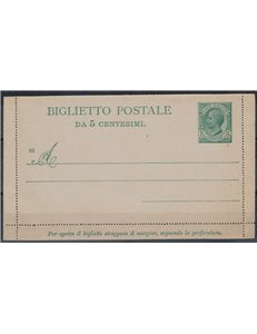 ITALIA REGNO 1906 Leoni verde, Biglietto Postale 5 Centesimi nuovo mill. 09