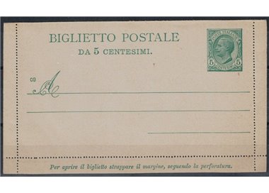 ITALY KINGDOM 1906 Green Lions, Postal Card 5 Centesimi new 09th mill.