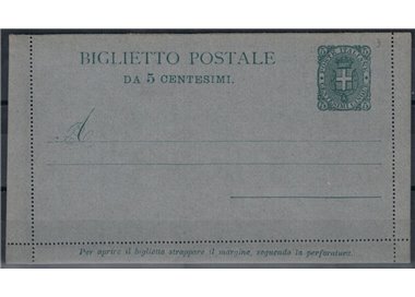 ITALIA REGNO 1892 Umberto I, Biglietto Postale 5 Cent. nuovo, fondo rigato 