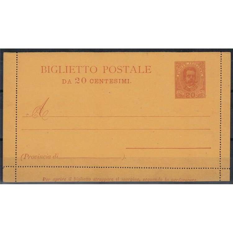 ITALIA REGNO 1900 Stemma e cifre, Biglietto Postale 20 Cent. nuovo